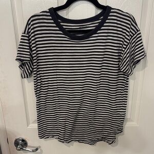 Madewell Brown and White Striped Tee